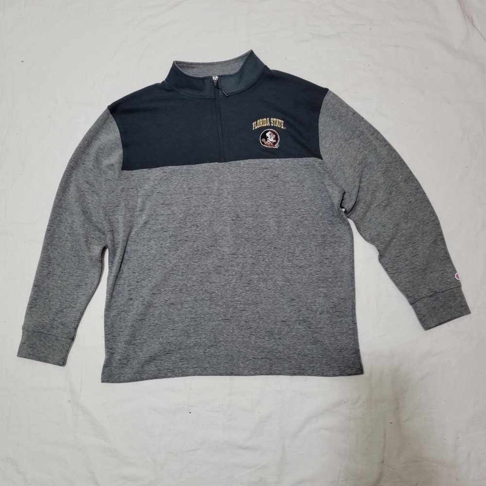 Champion FSU Florida State Seminoles Pullover 1/4 Zip Sweatshirt Jacket Grey ACC - Picture 8 of 8